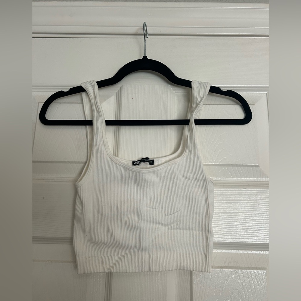 ZARA ribbed tank top- size small in white